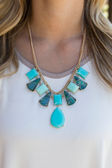 turquoise jewel toned statement necklace