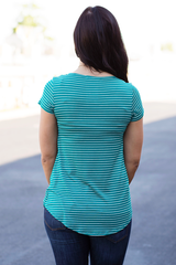 striped green tee shirt