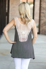 black and taupe striped tank