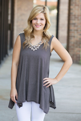 black and taupe thin striped tank