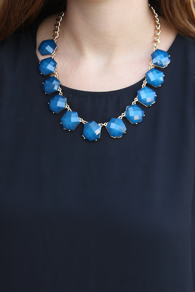 Navy Jewel Statement Necklace