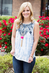 tie dye denim wash tank top