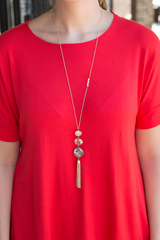 blue bead tassel necklace