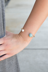 turquoise and pearl cuff bracelet