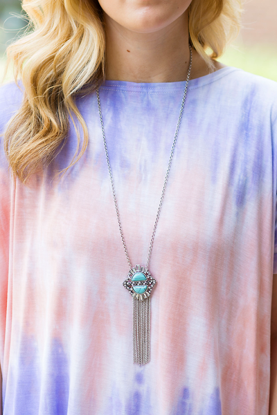 Tribal Glam Pendant Necklace - Silver