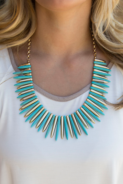 Spike Necklace - Turquoise/Gold