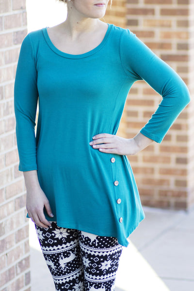 Button Tunic - Turquoise
