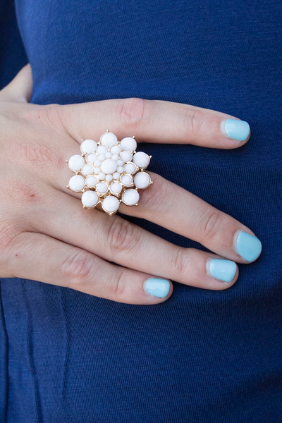 Flower Cluster Ring - Ivory