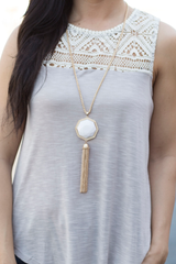 white tassel necklace