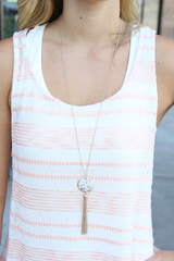 long speckled tassel necklace