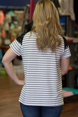 striped top with black lace