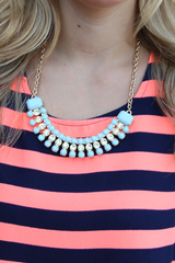blue and yellow statement necklace