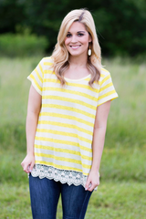 yellow striped top for summer