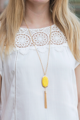 yellow tassel kendra scott look alike necklace