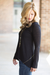 cute top with zipper details